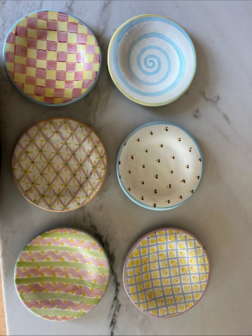 Mackenzie-Childs Wallcourt Dessert plates Set of 6 Original Box